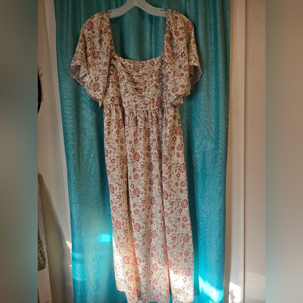 Maurices Floral Accent White Dress